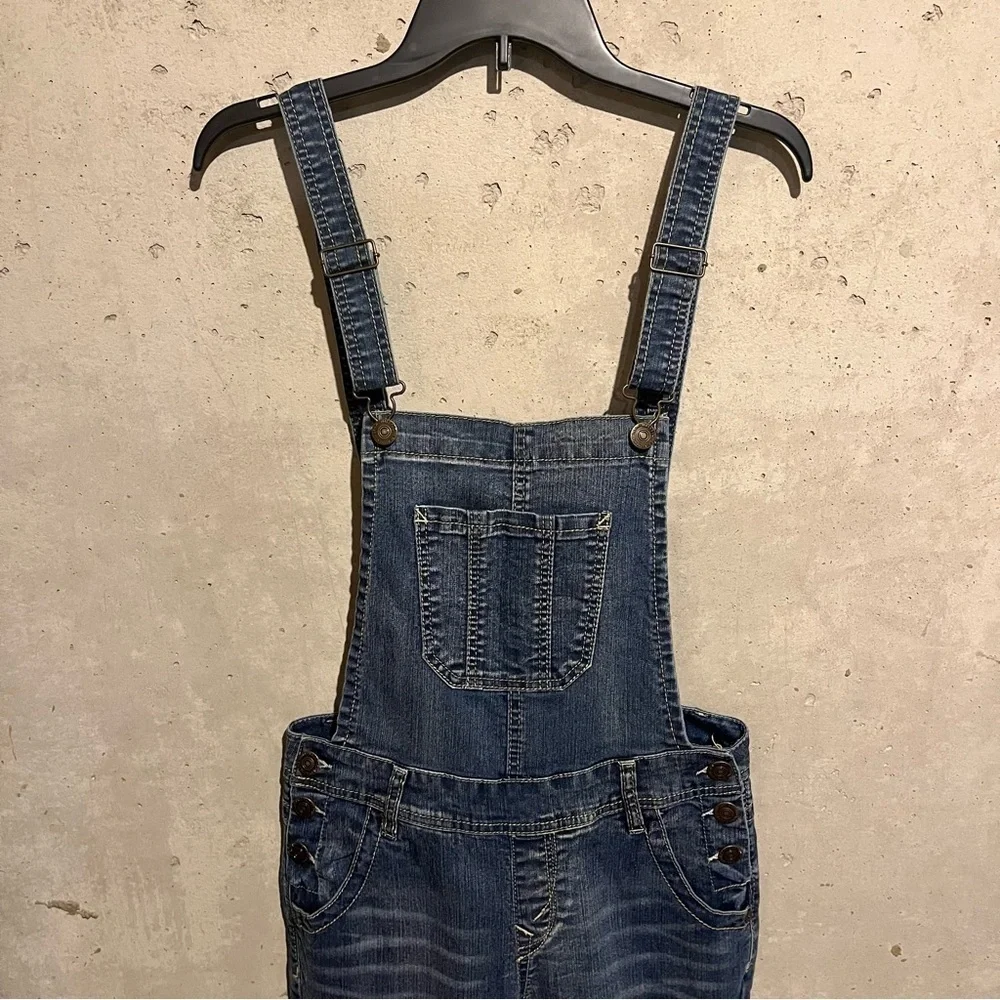 Wallflower Overalls Junior Womens Sz S Blue Denim Pockets Stretchy Suspender
